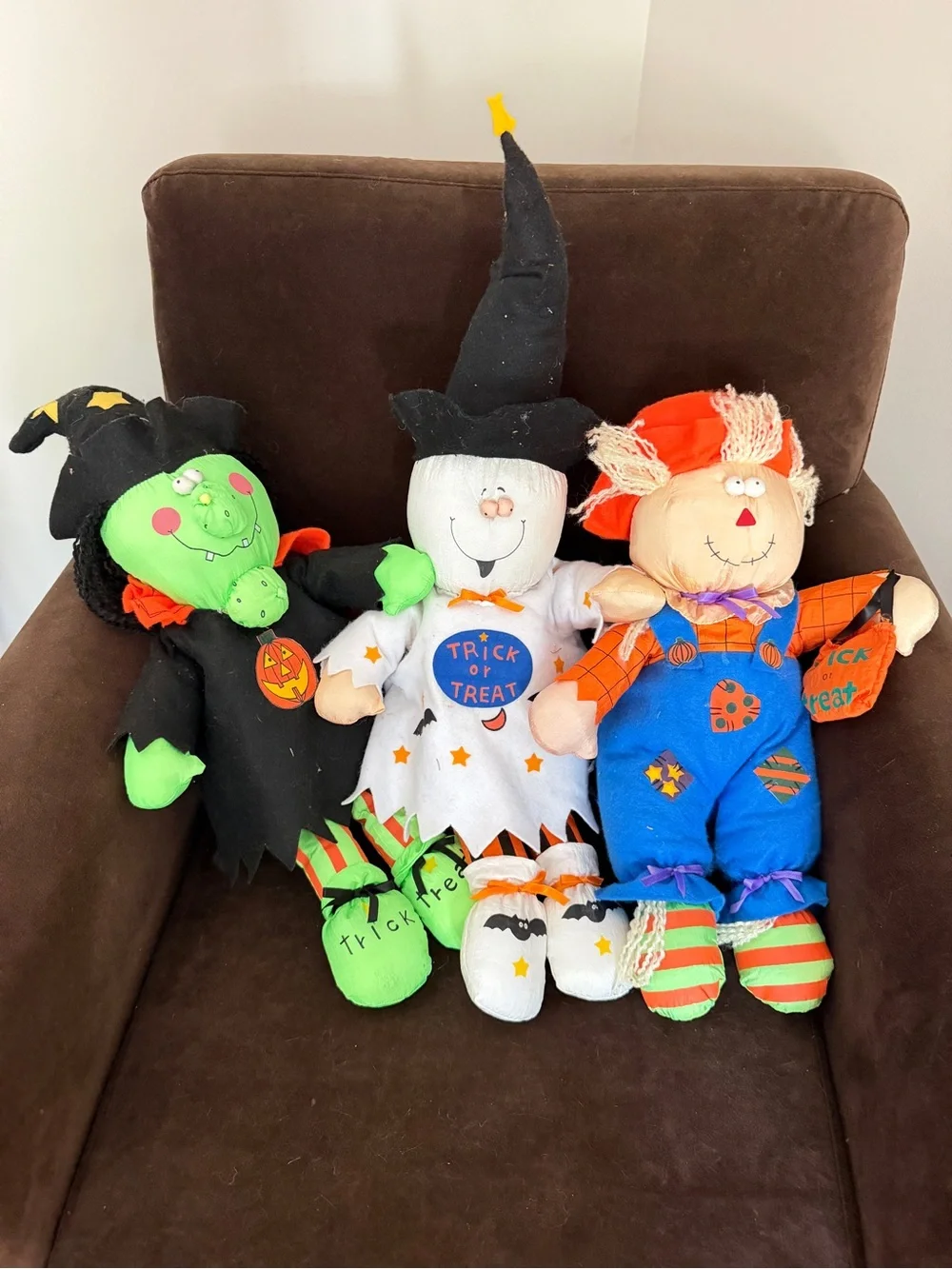 Halloween Plush Trick-or-Treat Doll Pillow Set - Green, White & Orange